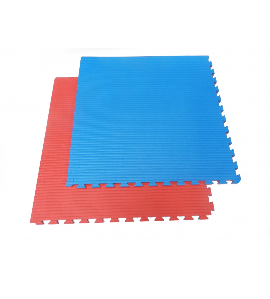 Tapis Puzzle Emboîtable Réversible Bleu/Rouge 2 cm