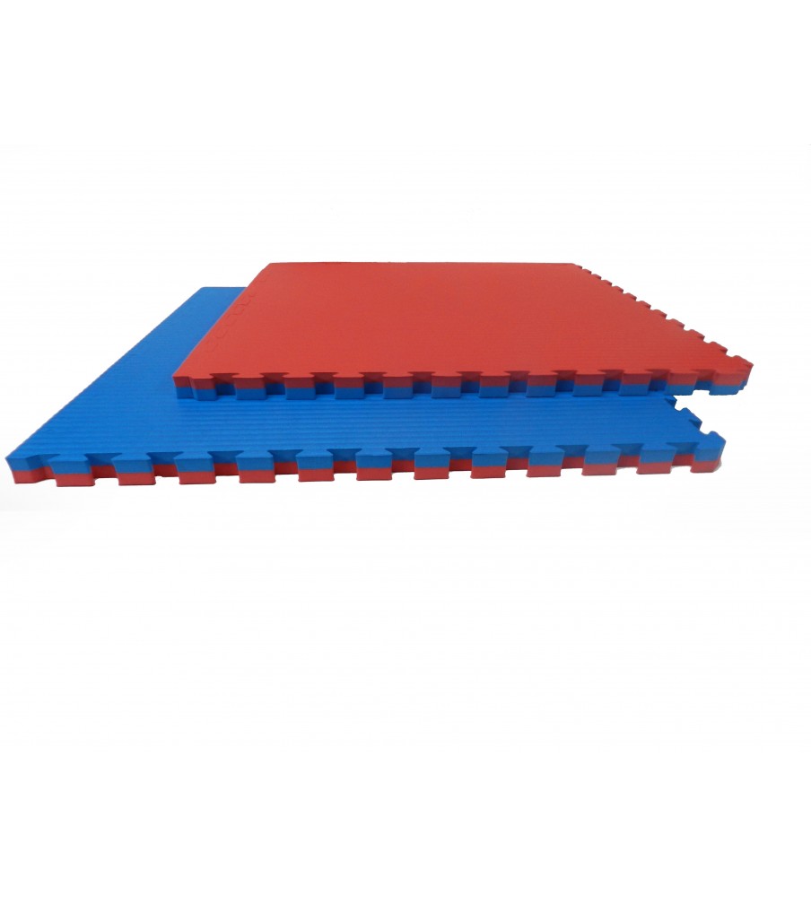 Tapis Puzzle Emboîtable Réversible Bleu/Rouge 4 cm